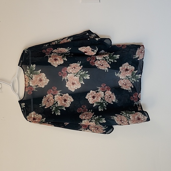 Newbury Kustom USA one size green floral kimono style top - Picture 4 of 4